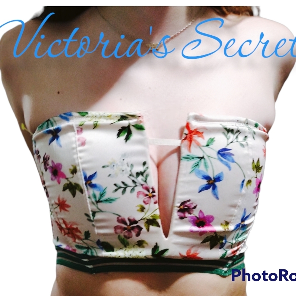Victoria's Secret Floral flower summer crop bra cleavage xs